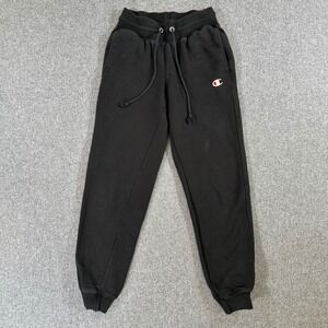 Champion Jogger Sweatpants Womens 24x27 Black Embroidered Logo Drawstring Pocket